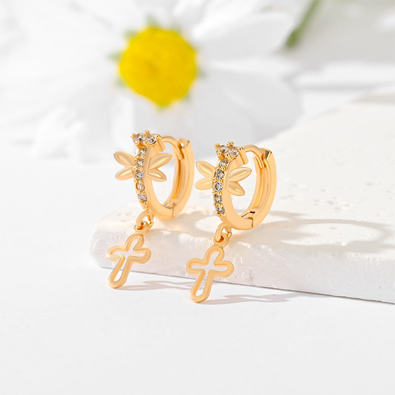 Gold-Plated Multi-Style Cross Earrings