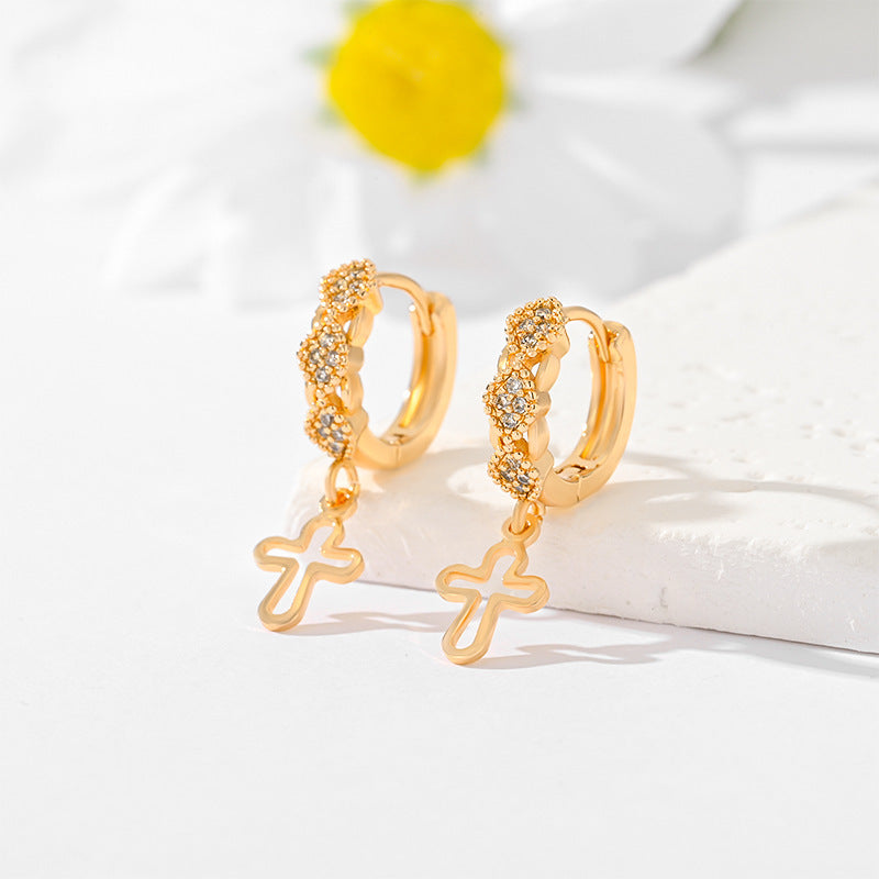 Gold-Plated Multi-Style Cross Earrings