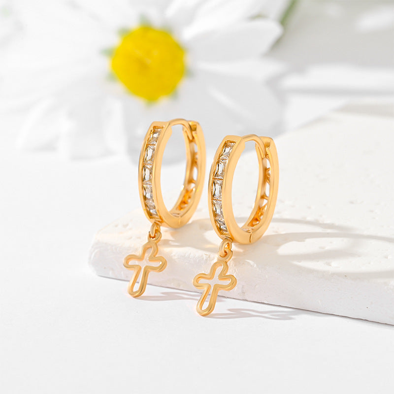 Gold-Plated Multi-Style Cross Earrings