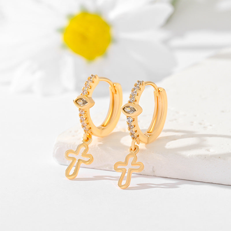 Gold-Plated Multi-Style Cross Earrings