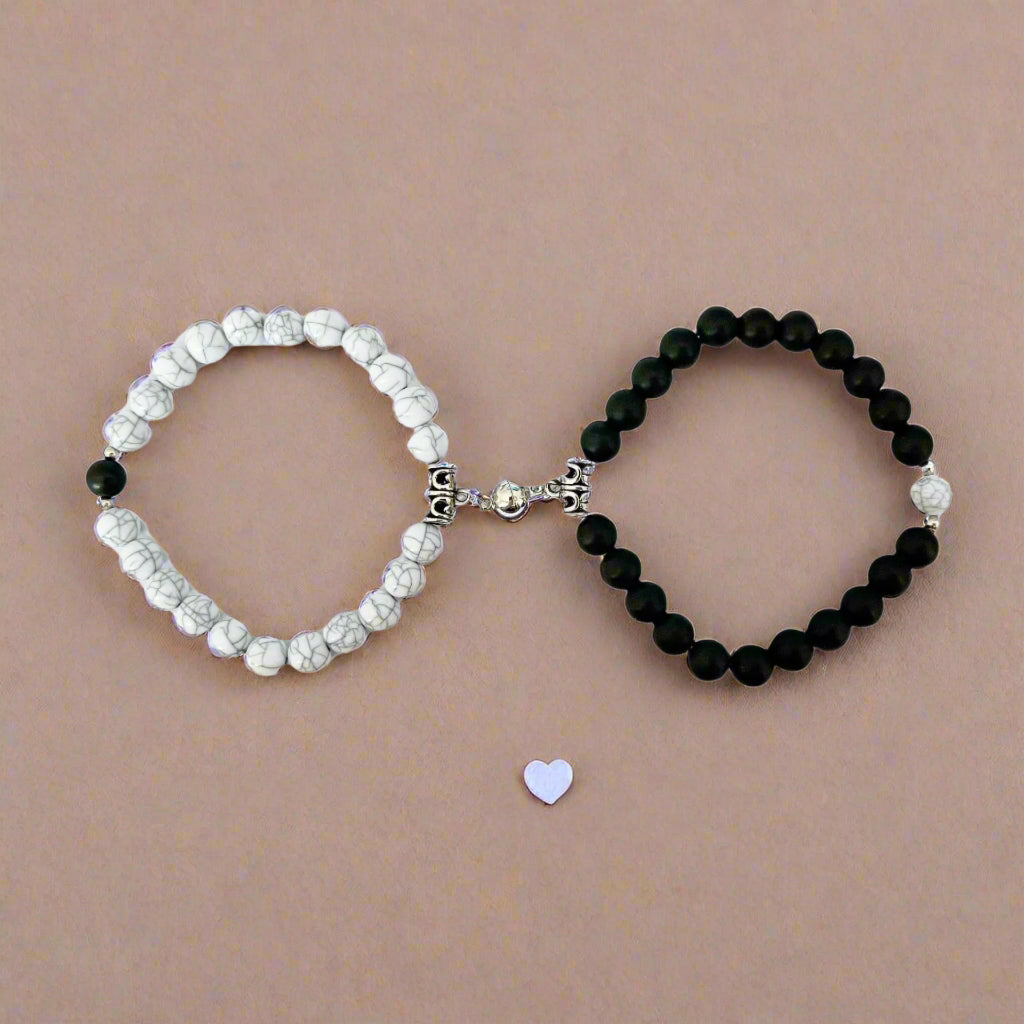 Turquoise Peach Heart Magnet Couple Design Bracelet