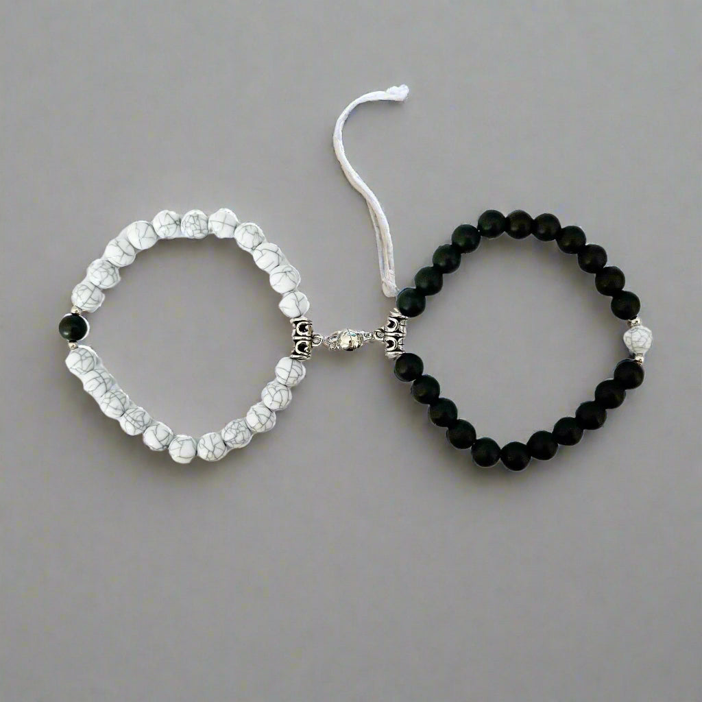 Turquoise Peach Heart Magnet Couple Design Bracelet