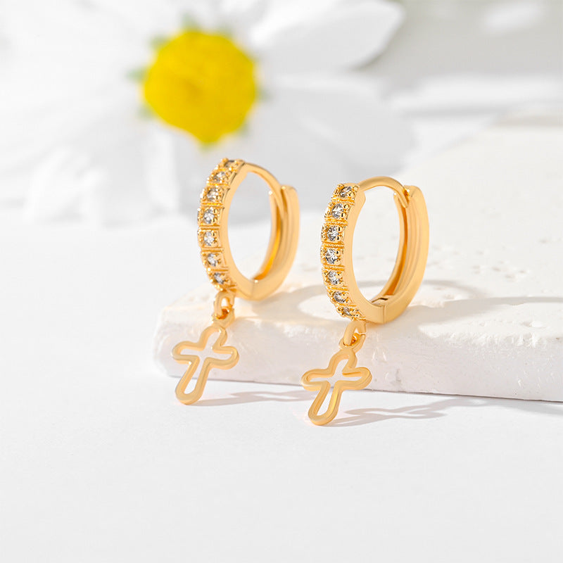 Gold-Plated Multi-Style Cross Earrings