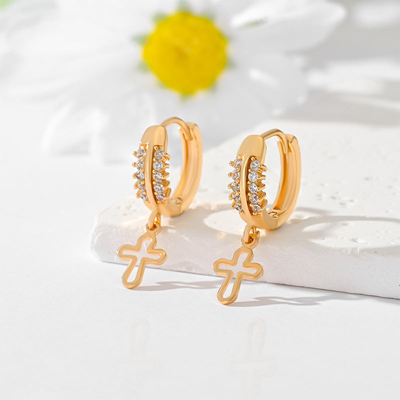 Gold-Plated Multi-Style Cross Earrings