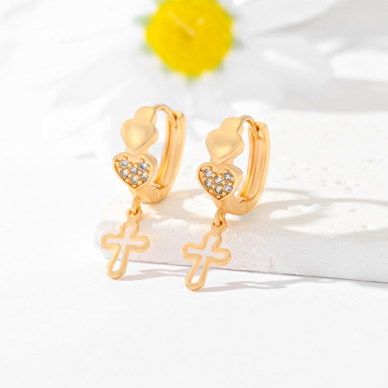 Gold-Plated Multi-Style Cross Earrings