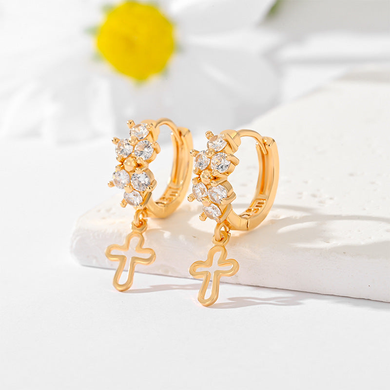 Gold-Plated Multi-Style Cross Earrings