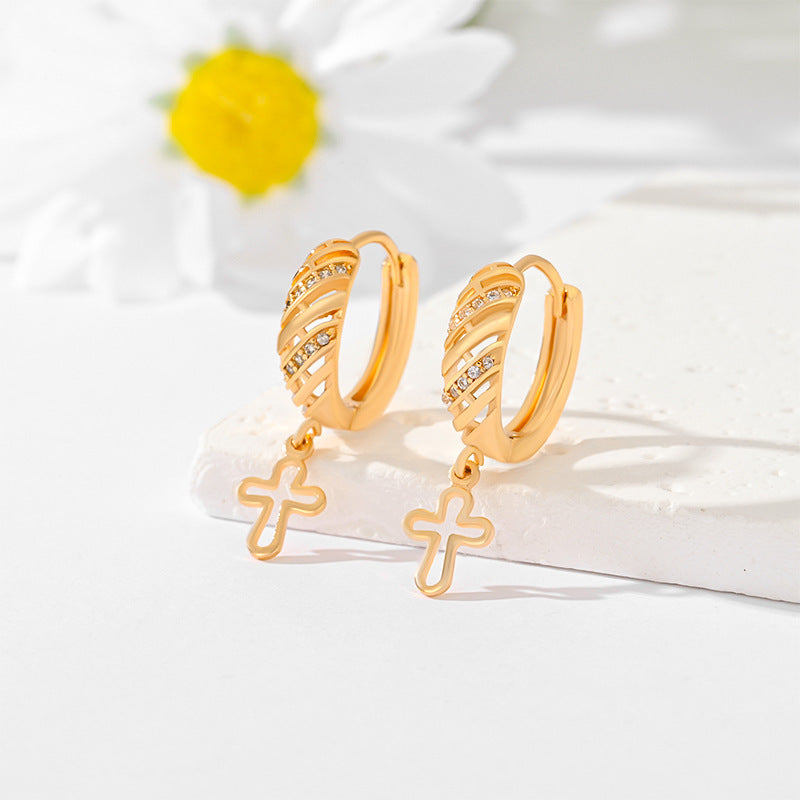 Gold-Plated Multi-Style Cross Earrings