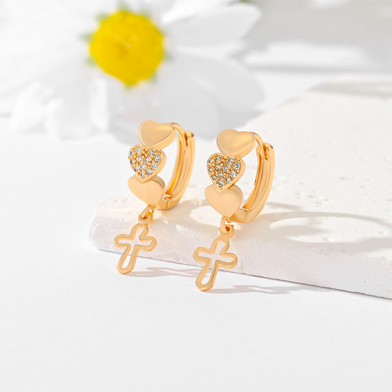 Gold-Plated Multi-Style Cross Earrings