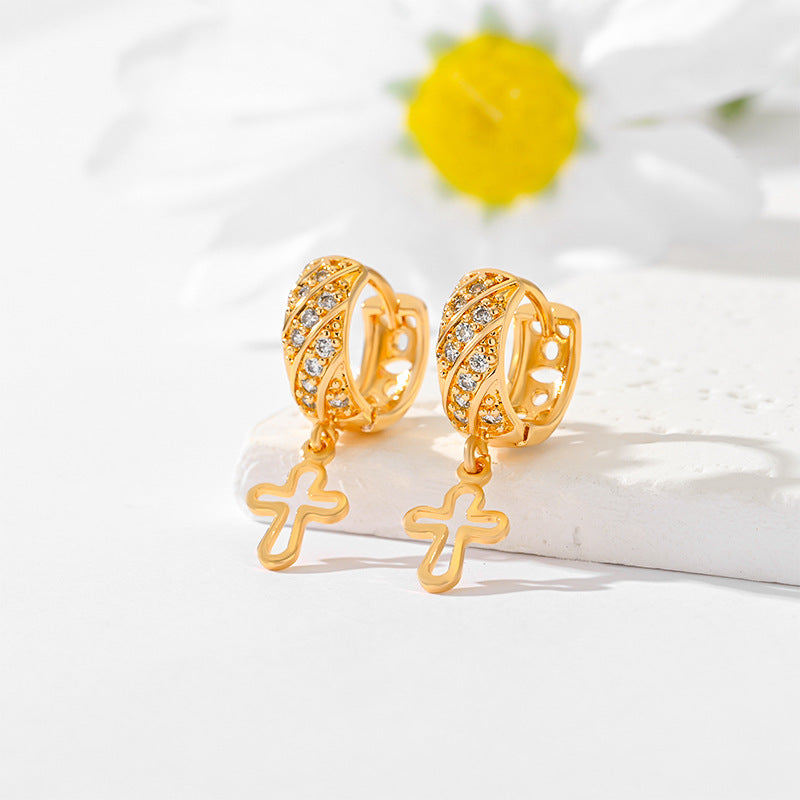 Gold-Plated Multi-Style Cross Earrings