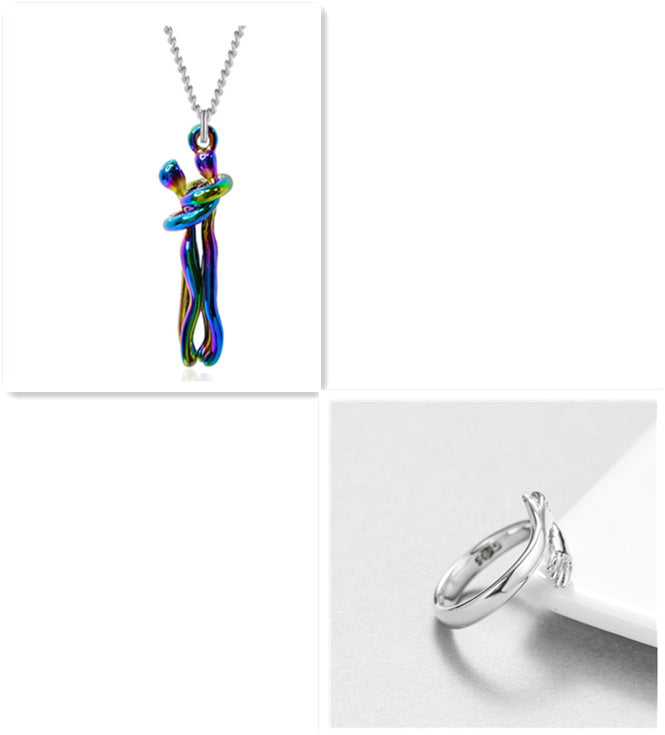 Love Hug Necklace – Unisex Couple Jewelry, Valentine's Gift