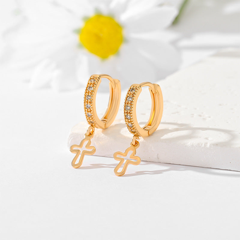 Gold-Plated Multi-Style Cross Earrings
