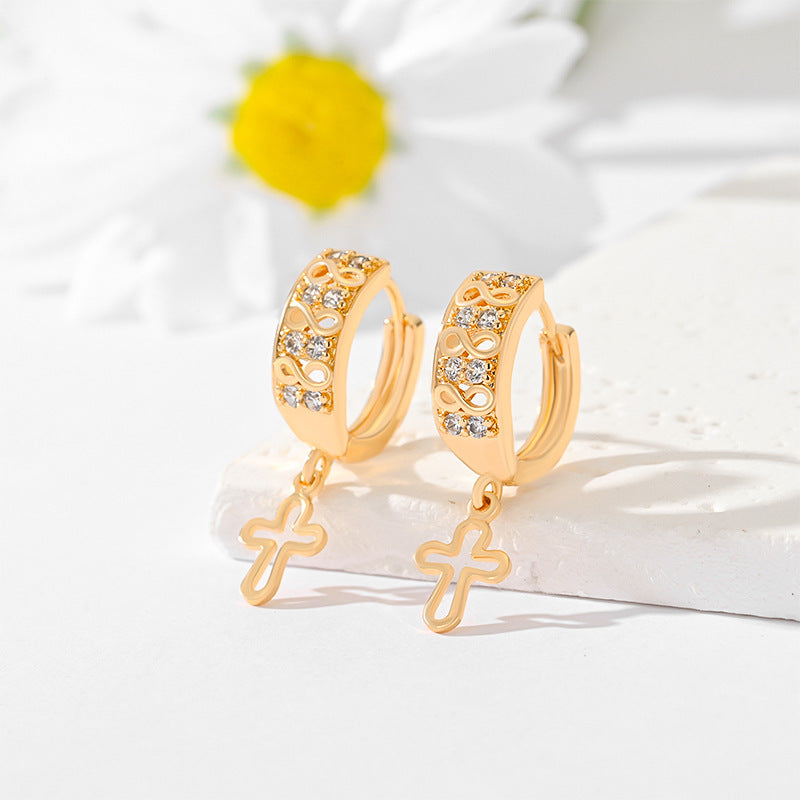 Gold-Plated Multi-Style Cross Earrings