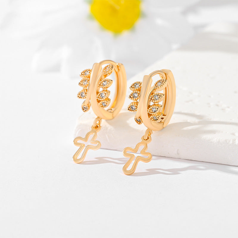 Gold-Plated Multi-Style Cross Earrings