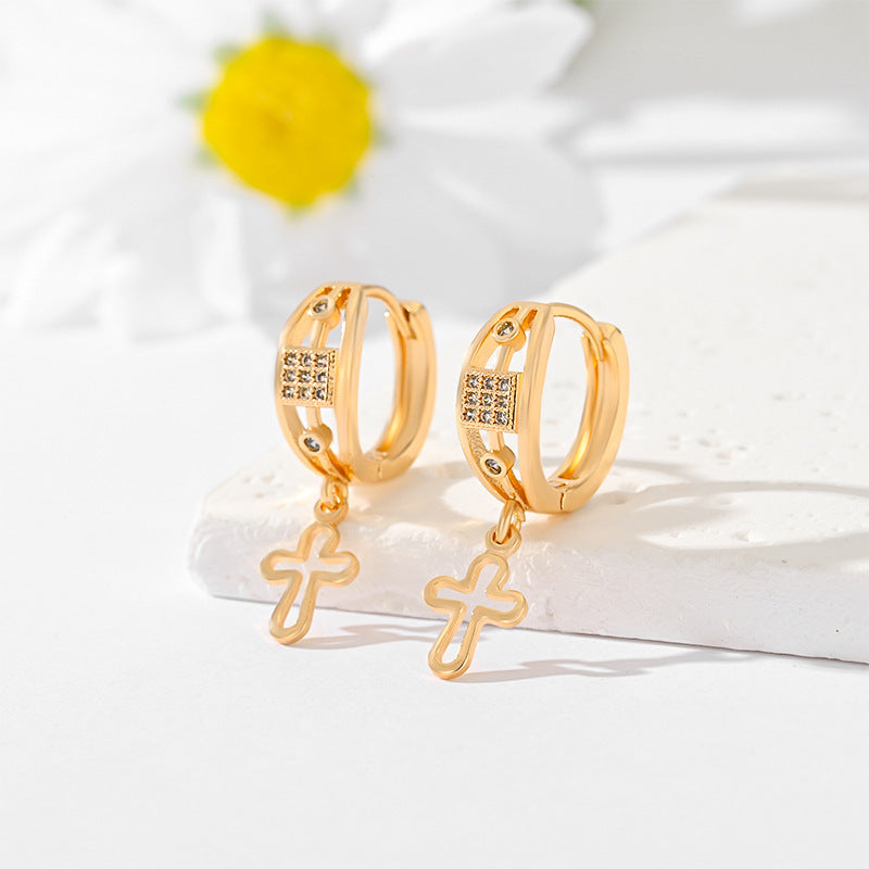 Gold-Plated Multi-Style Cross Earrings