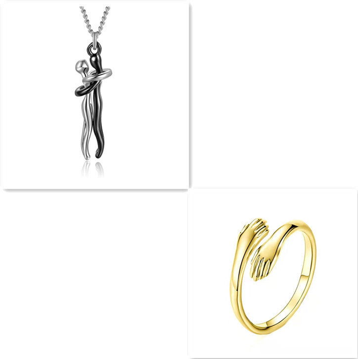 Love Hug Necklace – Unisex Couple Jewelry, Valentine's Gift