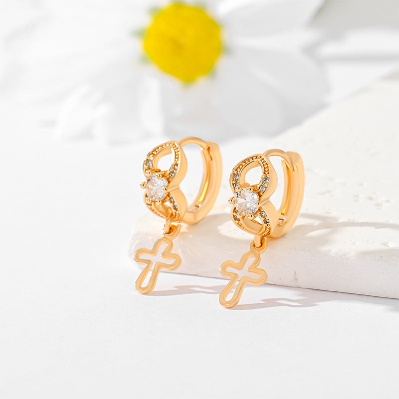 Gold-Plated Multi-Style Cross Earrings