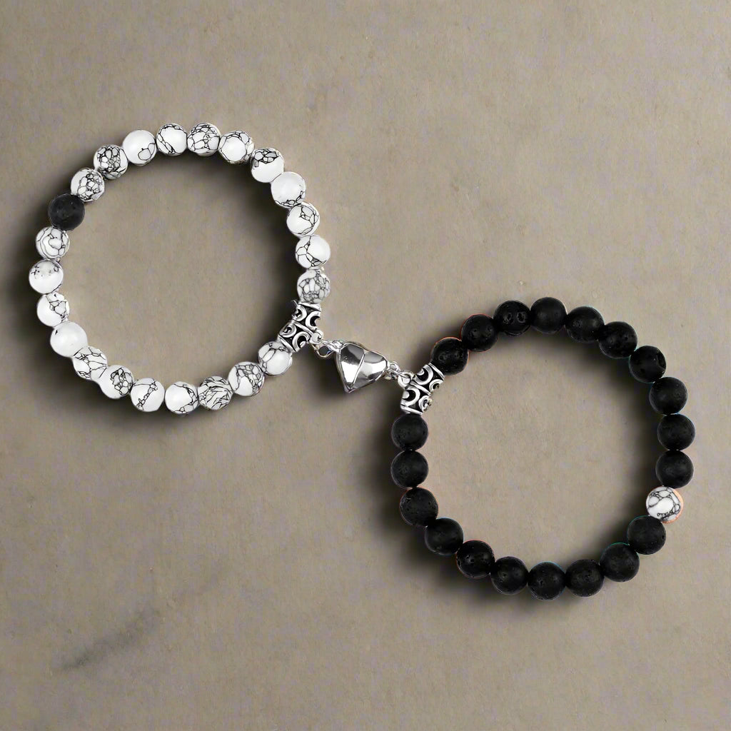 Turquoise Peach Heart Magnet Couple Design Bracelet