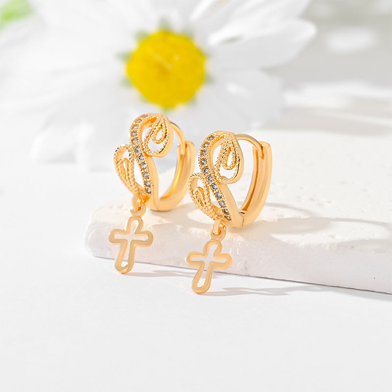 Gold-Plated Multi-Style Cross Earrings