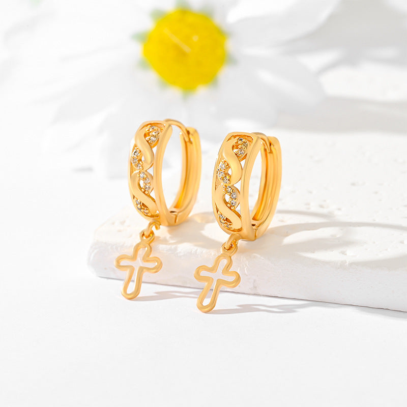Gold-Plated Multi-Style Cross Earrings
