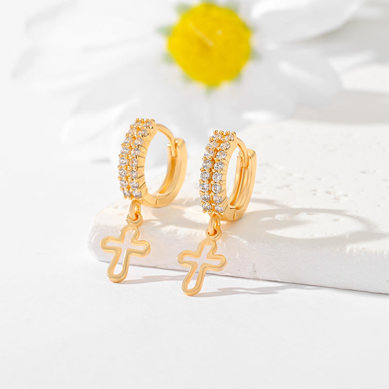 Gold-Plated Multi-Style Cross Earrings
