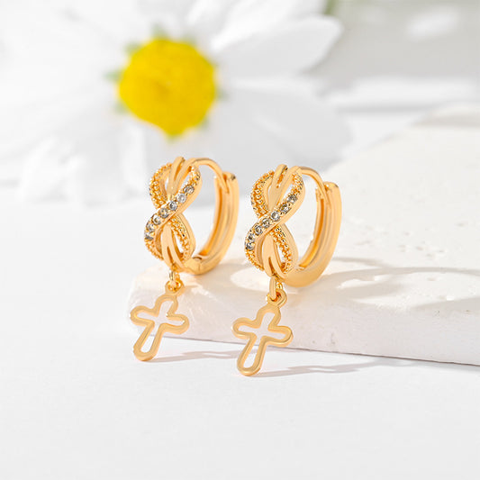 Gold-Plated Multi-Style Cross Earrings